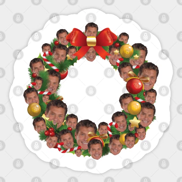 David Hasselhoff Multiface Christmas Wreath Sticker by duniakubaby
